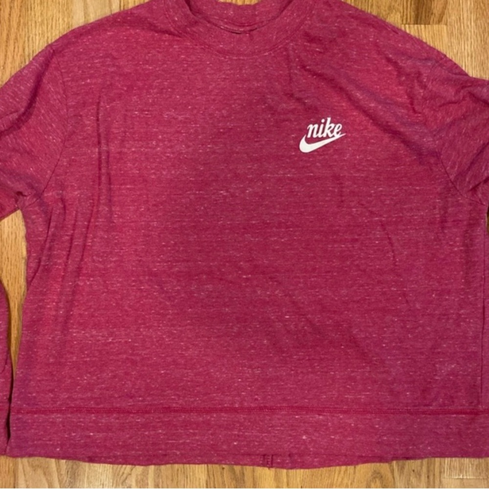 Nike Red Heather Crew Sweatshirt with White Logo
